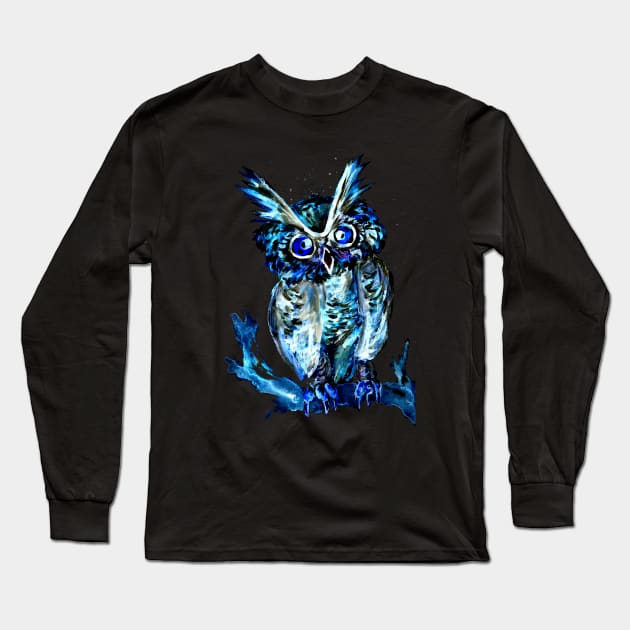 Little Blue Owl Long Sleeve T-Shirt by ZeichenbloQ